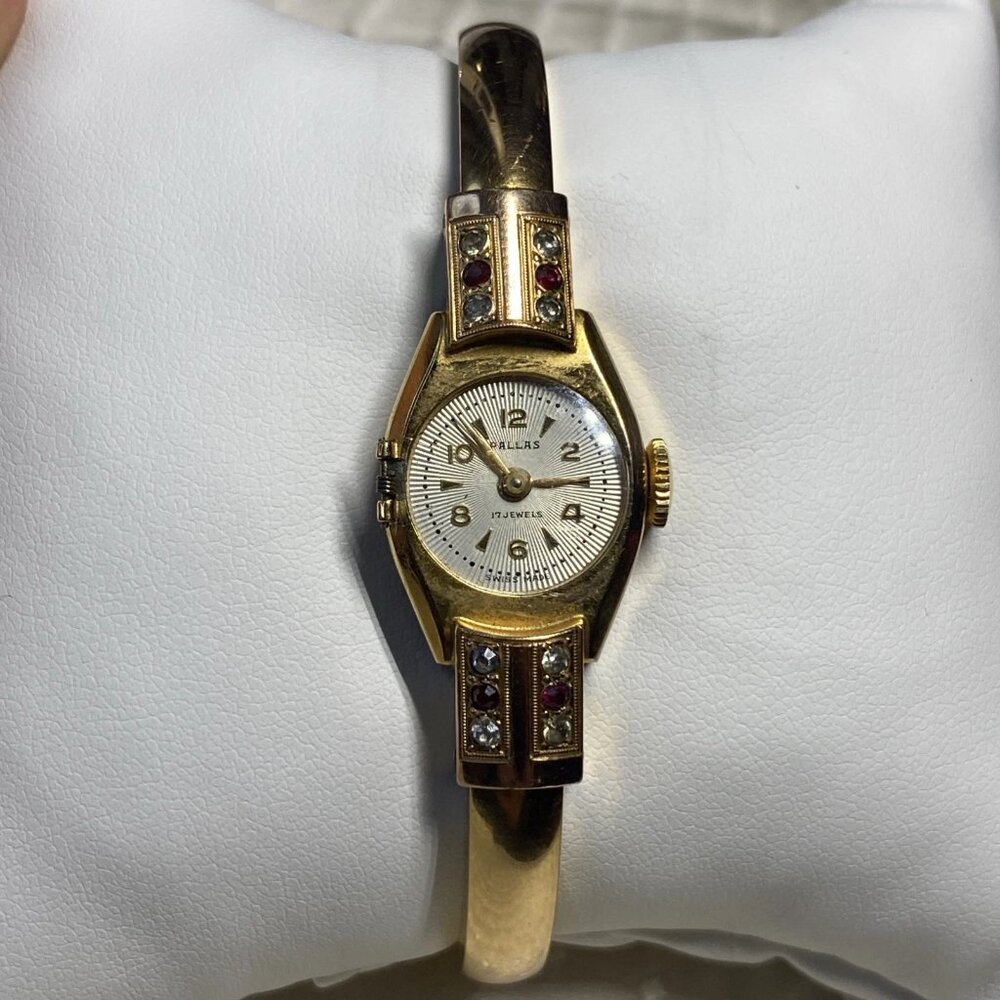 Vintage Pallas 17 Jewels Swiss Bracelet Watch Gold Plated 20 Micron Working.